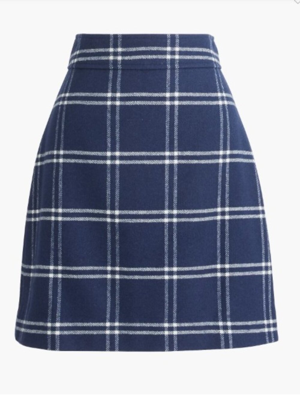 J.Crew Plaid wool-blend A-line mini skirt
